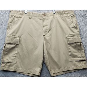 Lands' End Cargo Shorts Mens 46 Tan Traditional Fit Mid Rise Flat Front Oeko Tex